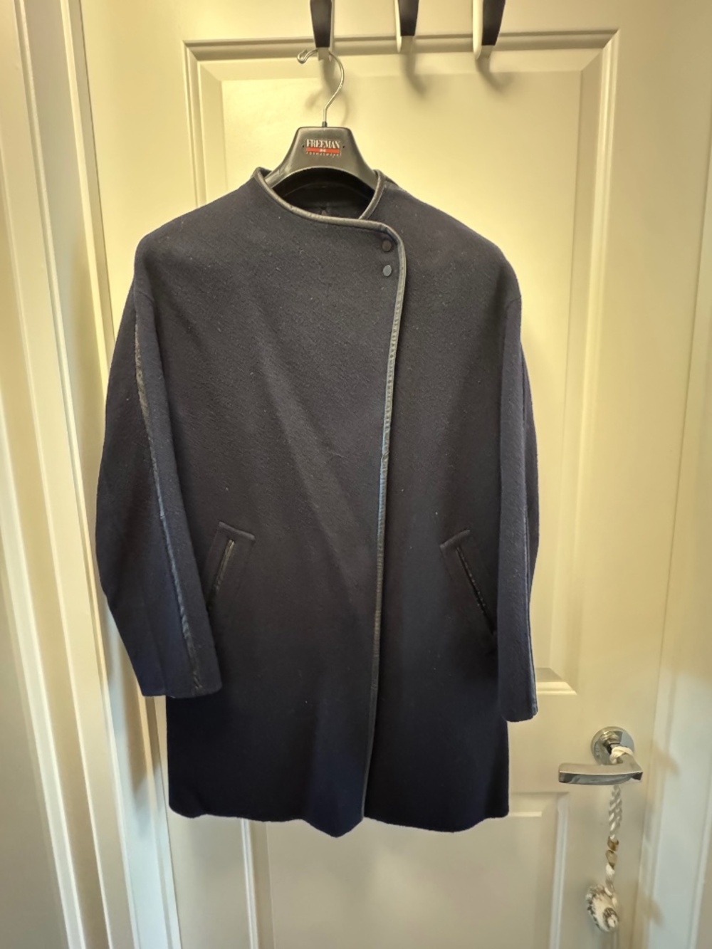 Vince wool overcoat in navy